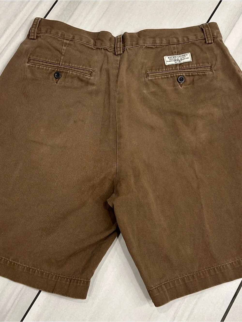 Vintage Polo Ralph Lauren Shorts Men's Size 33 Brown Chino Pleated Golf Preppy